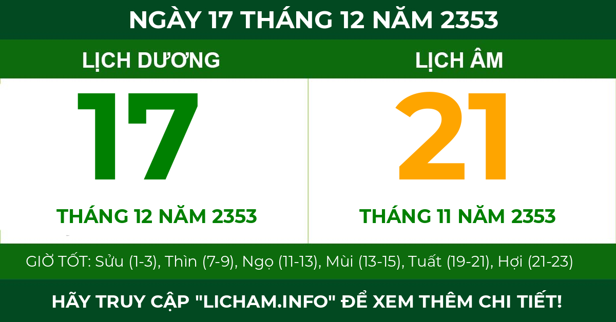 lịch âm ngày 17 tháng 12 năm 2353
