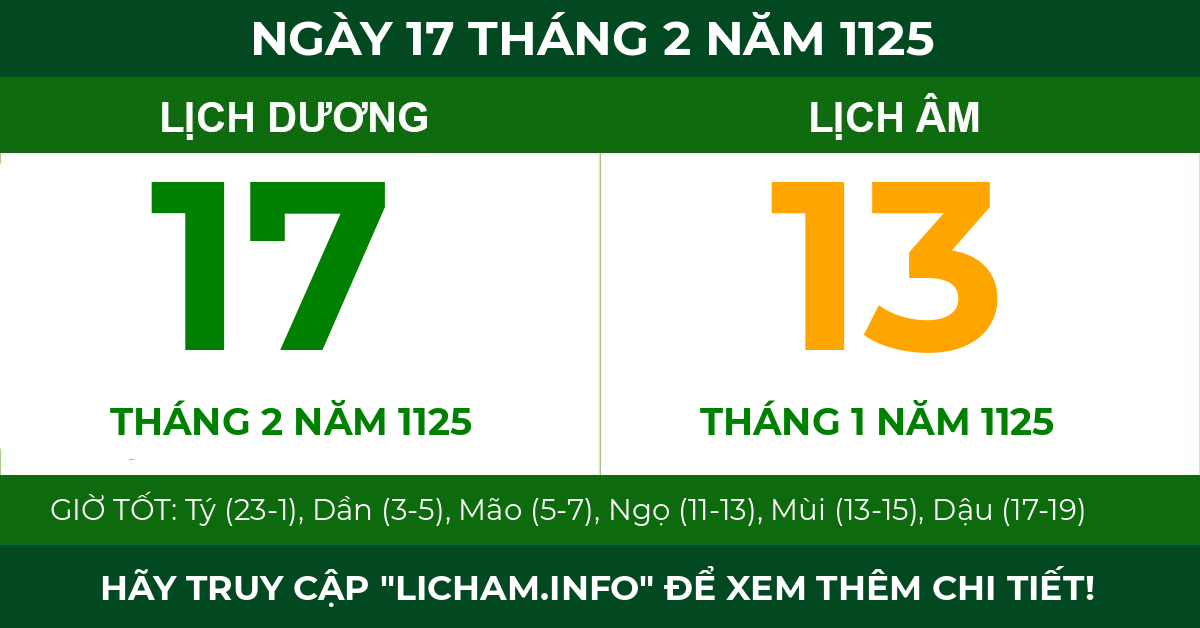 lịch âm ngày 17 tháng 2 năm 1125