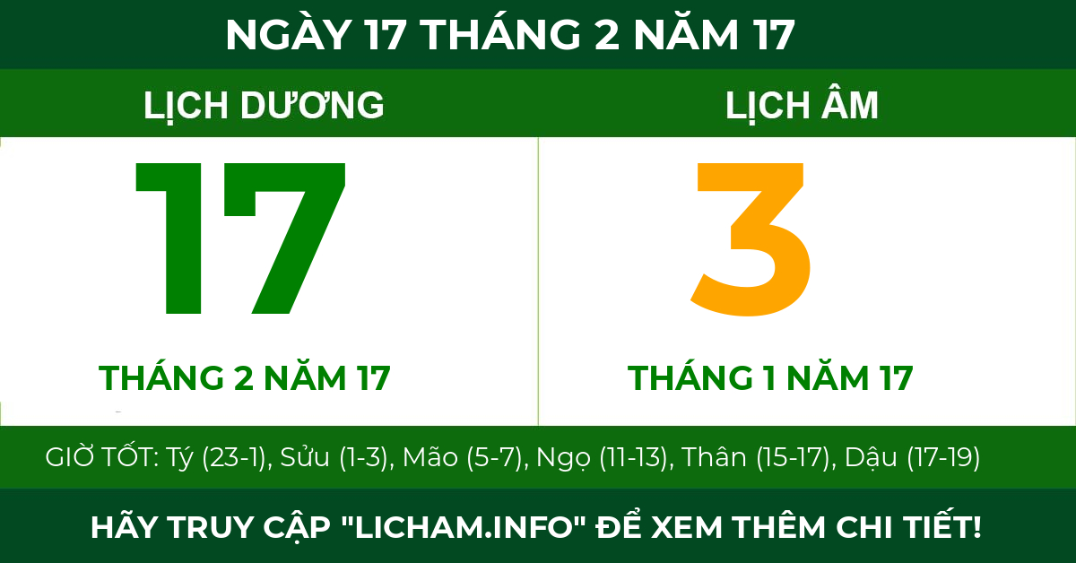lịch âm ngày 17 tháng 2 năm 17