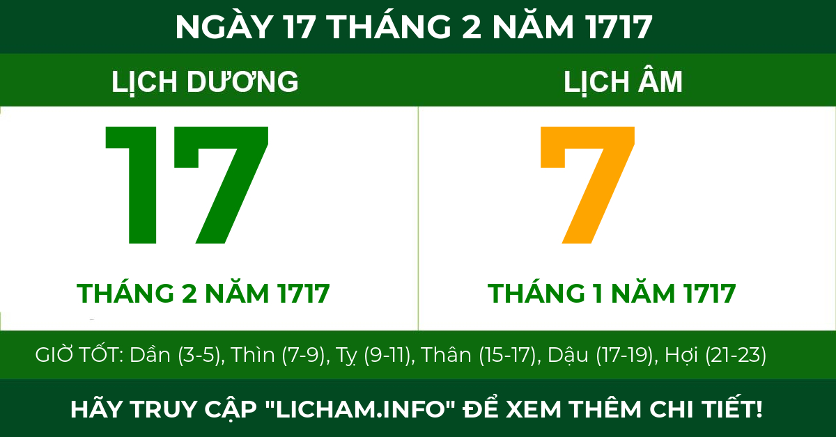 lịch âm ngày 17 tháng 2 năm 1717