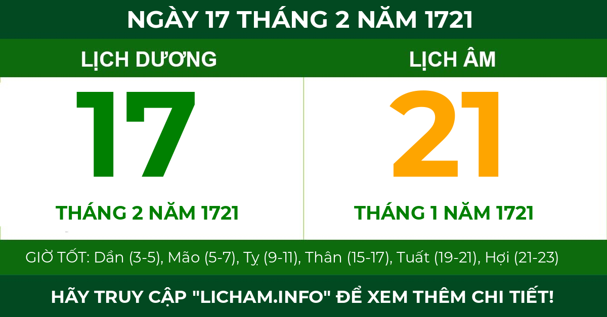 lịch âm ngày 17 tháng 2 năm 1721