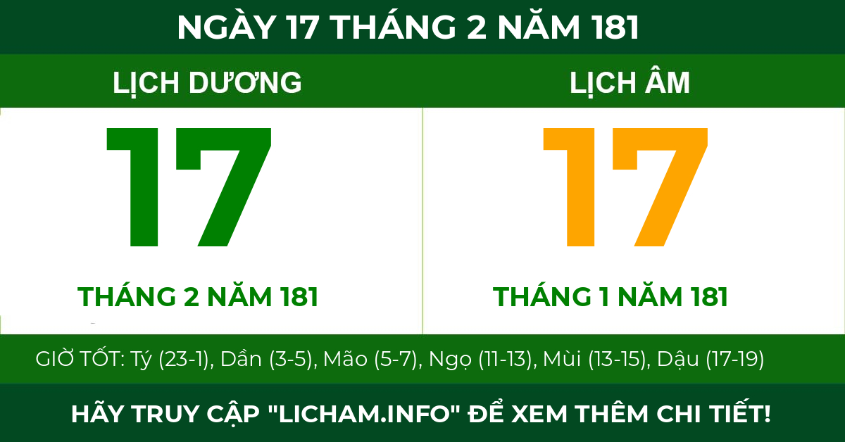 lịch âm ngày 17 tháng 2 năm 181