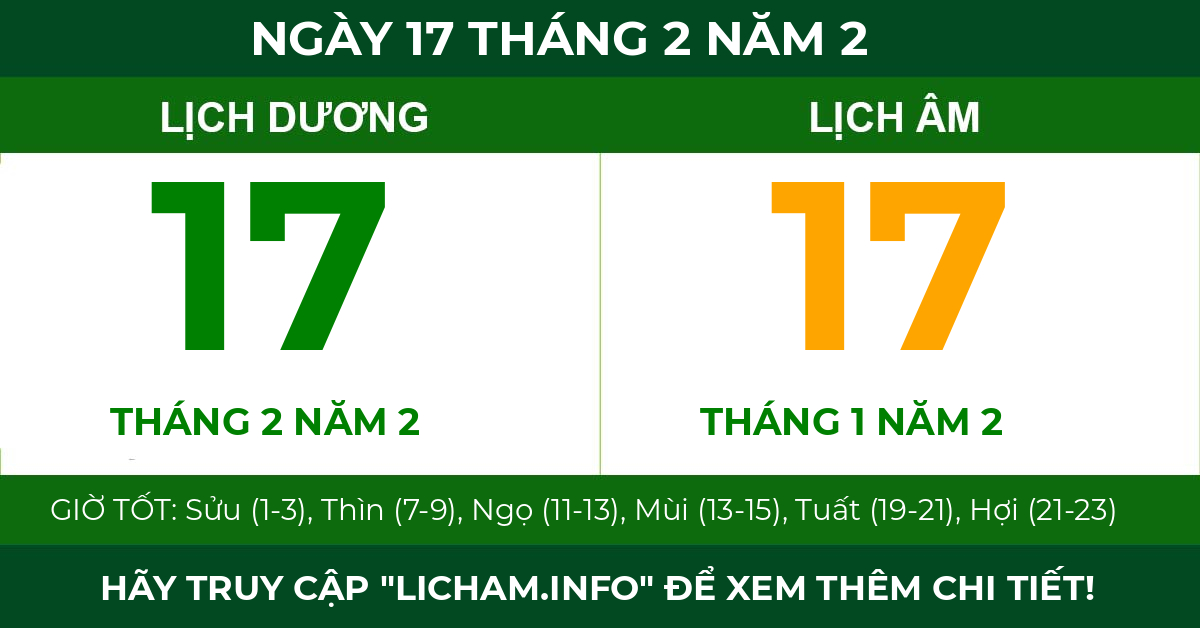 lịch âm ngày 17 tháng 2 năm 2