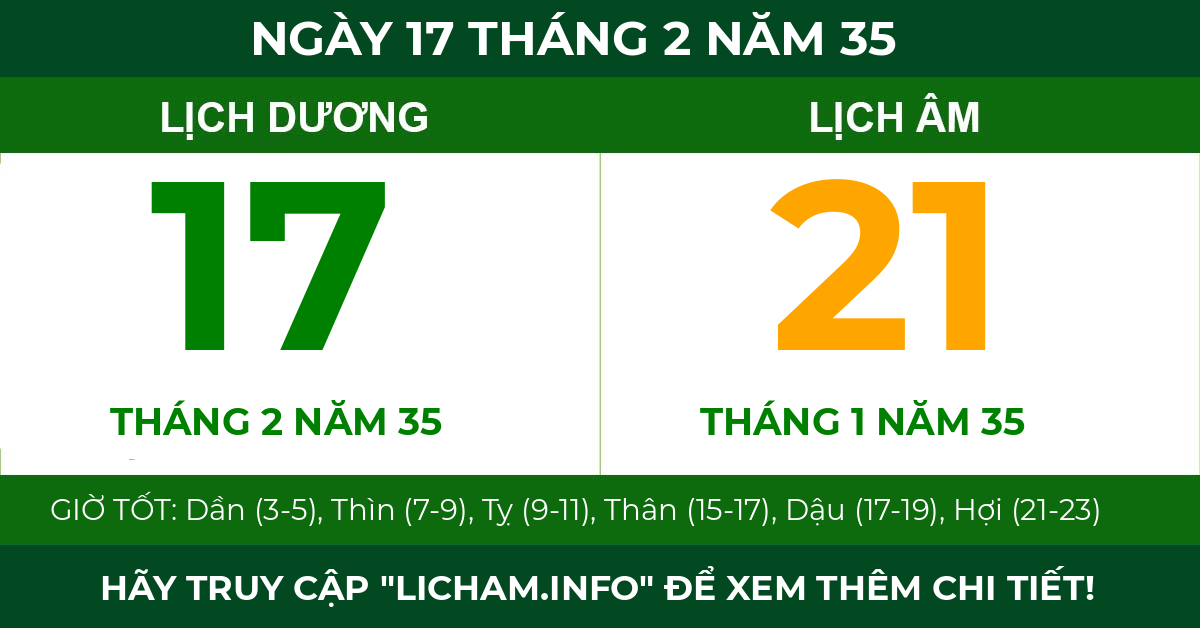 lịch âm ngày 17 tháng 2 năm 35