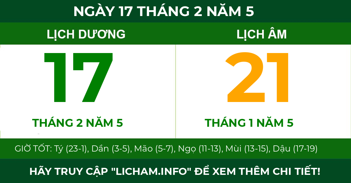 lịch âm ngày 17 tháng 2 năm 5