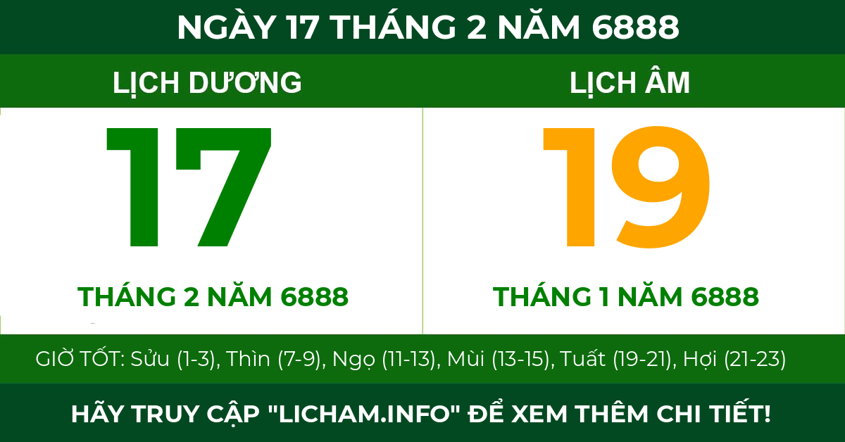 lịch âm ngày 17 tháng 2 năm 6888
