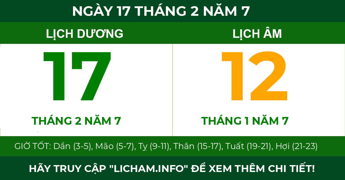 lịch âm ngày 17 tháng 2 năm 7