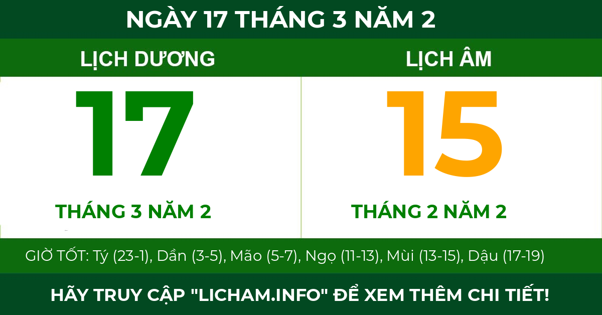 lịch âm ngày 17 tháng 3 năm 2