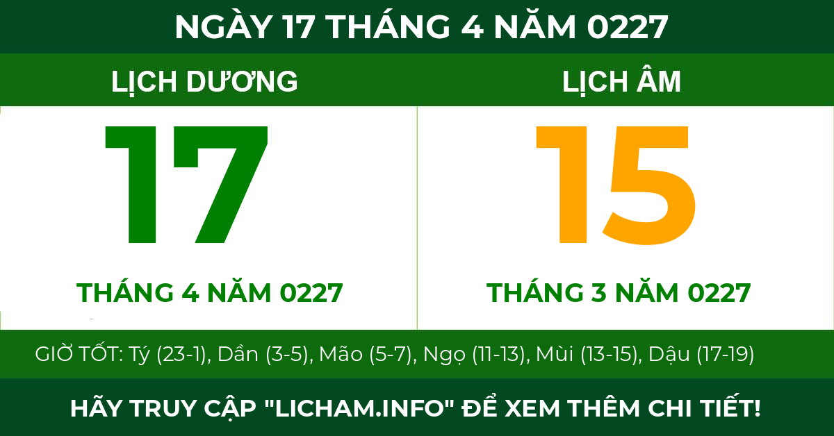 lịch âm ngày 17 tháng 4 năm 0227