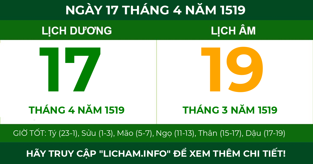 lịch âm ngày 17 tháng 4 năm 1519