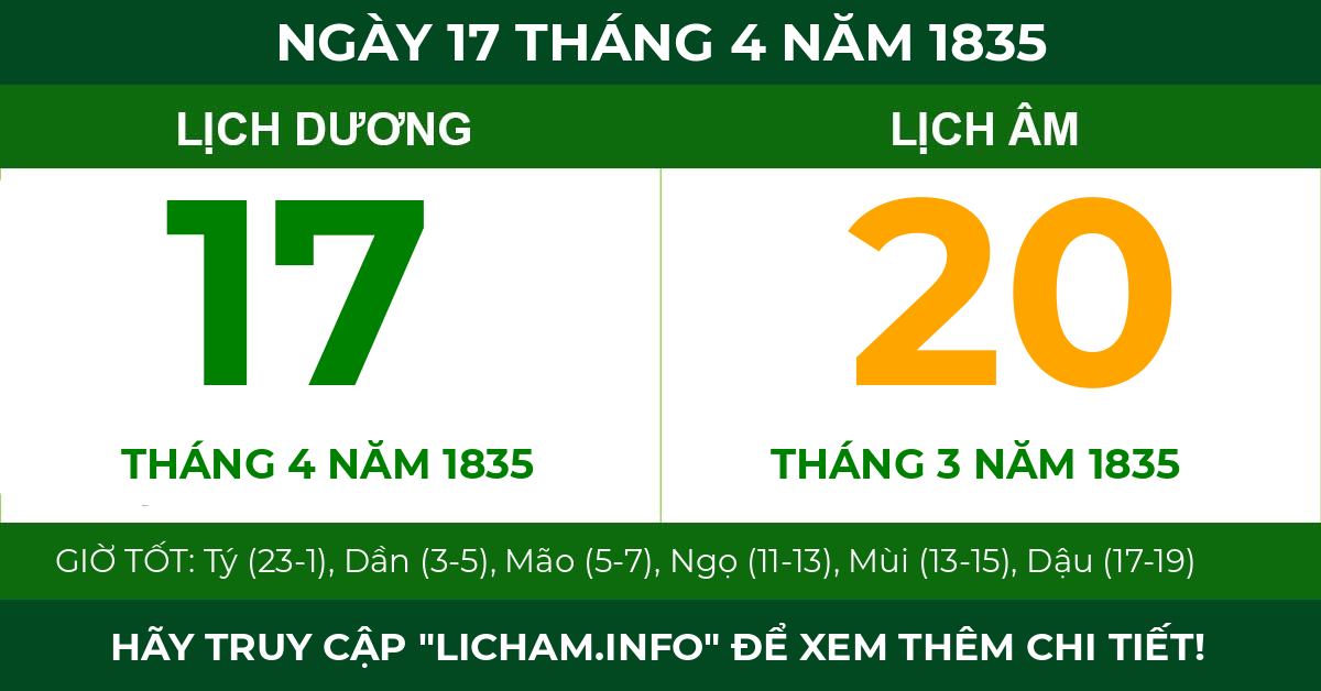 lịch âm ngày 17 tháng 4 năm 1835