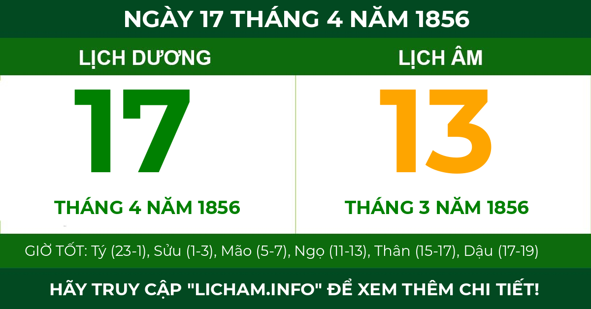 lịch âm ngày 17 tháng 4 năm 1856
