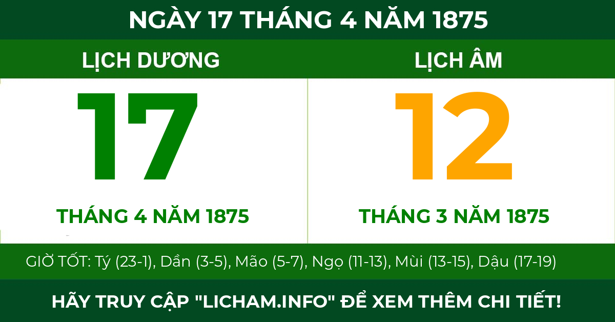 lịch âm ngày 17 tháng 4 năm 1875