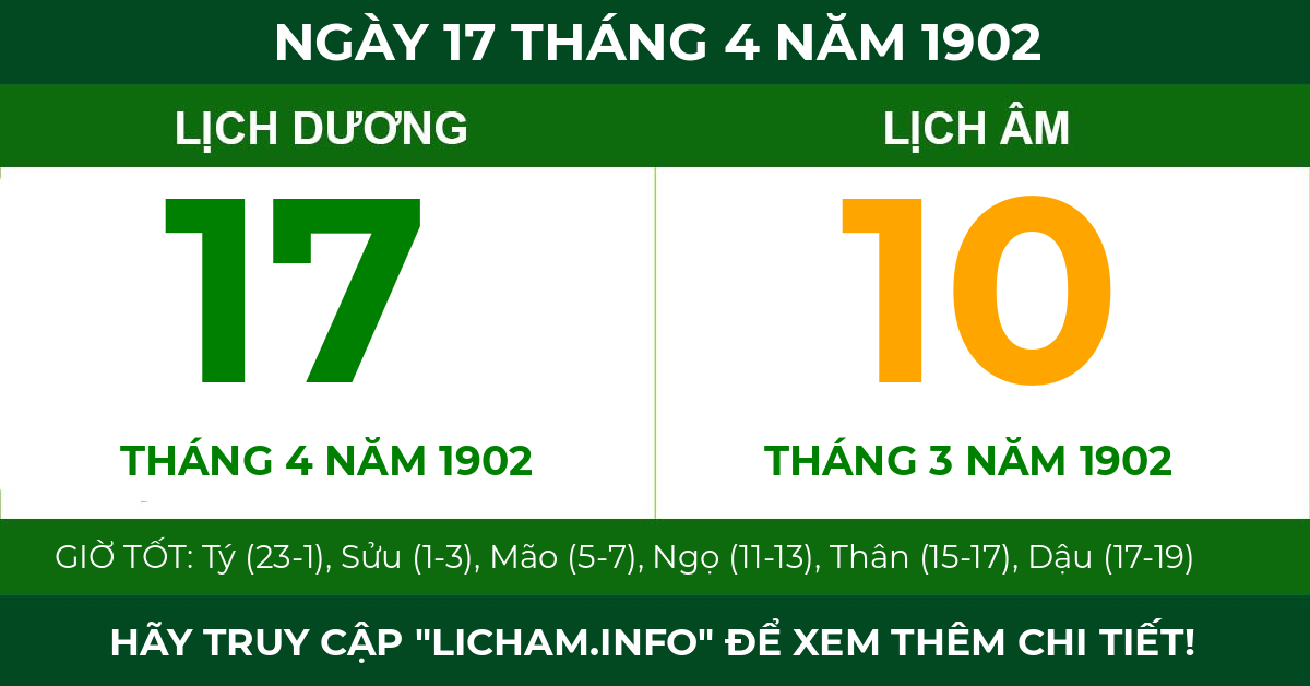 lịch âm ngày 17 tháng 4 năm 1902