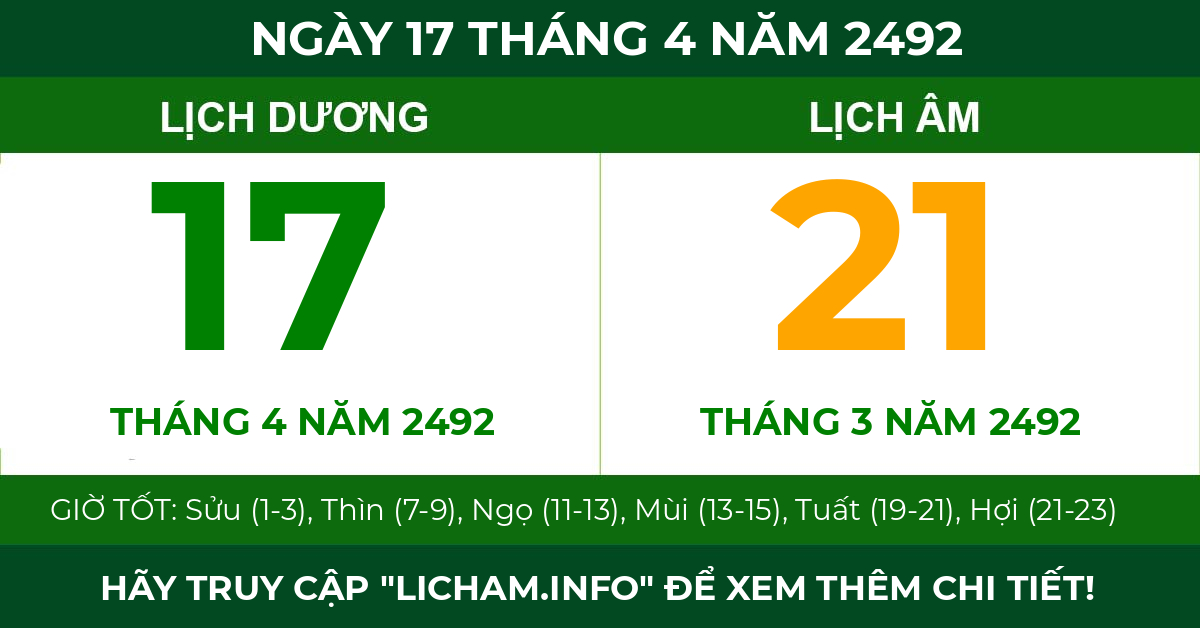 lịch âm ngày 17 tháng 4 năm 2492