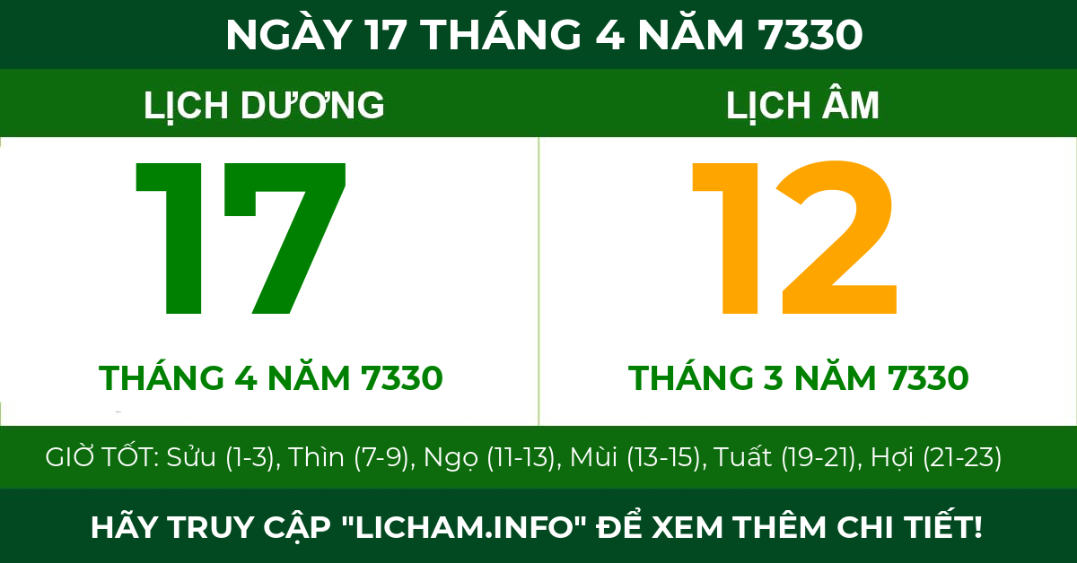lịch âm ngày 17 tháng 4 năm 7330