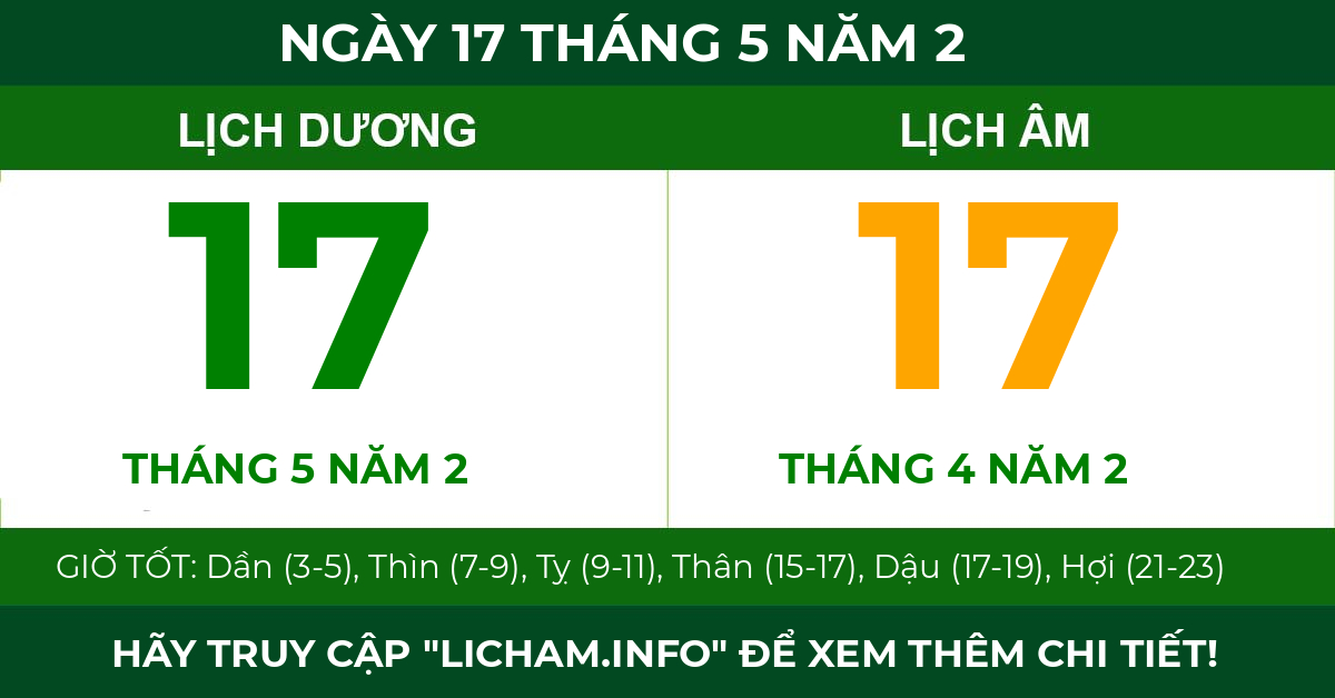 lịch âm ngày 17 tháng 5 năm 2