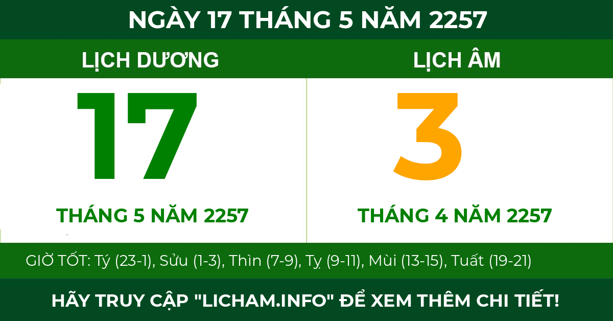 lịch âm ngày 17 tháng 5 năm 2257