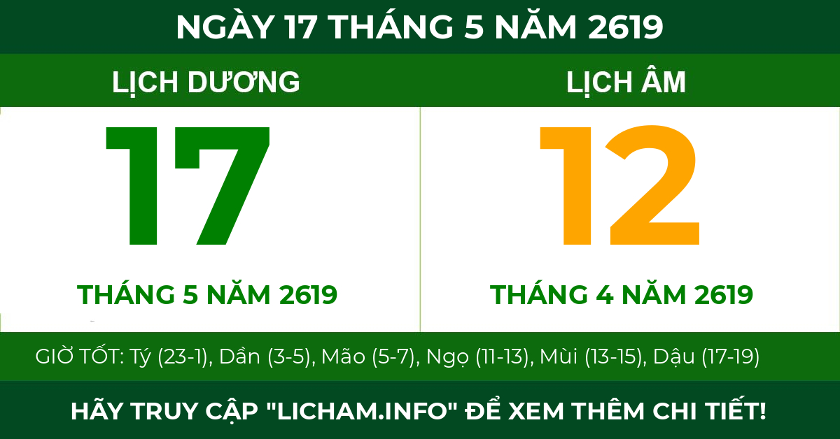 lịch âm ngày 17 tháng 5 năm 2619