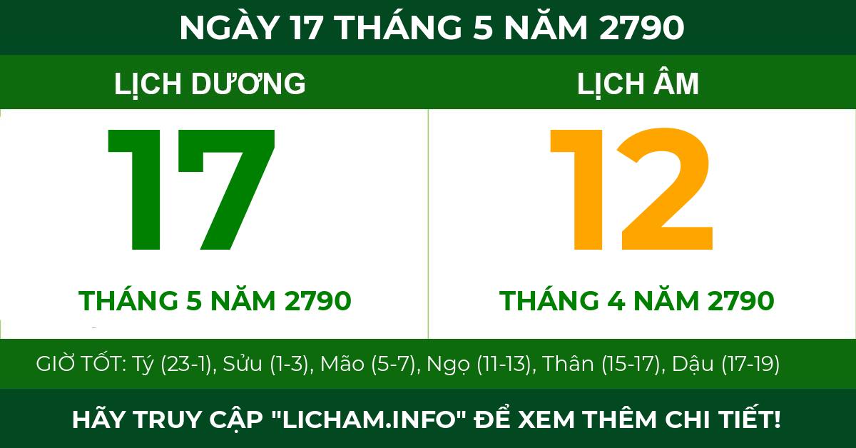 lịch âm ngày 17 tháng 5 năm 2790