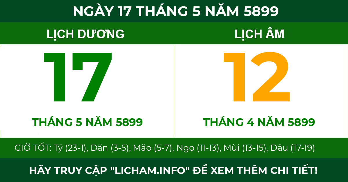 lịch âm ngày 17 tháng 5 năm 5899