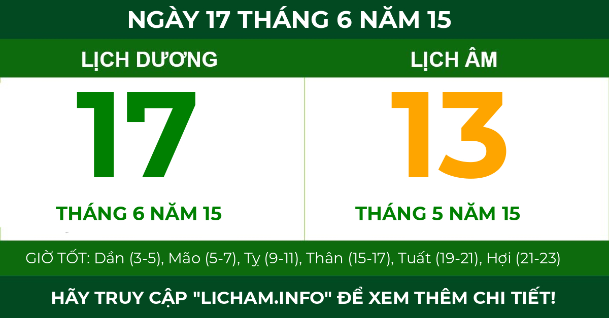 lịch âm ngày 17 tháng 6 năm 15