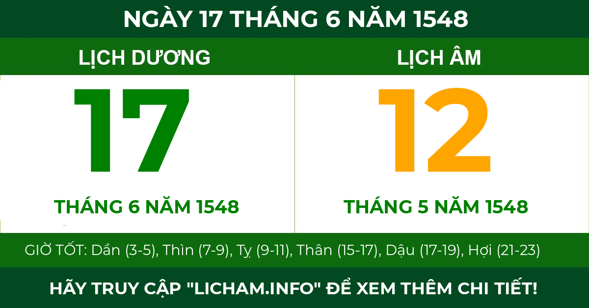 lịch âm ngày 17 tháng 6 năm 1548