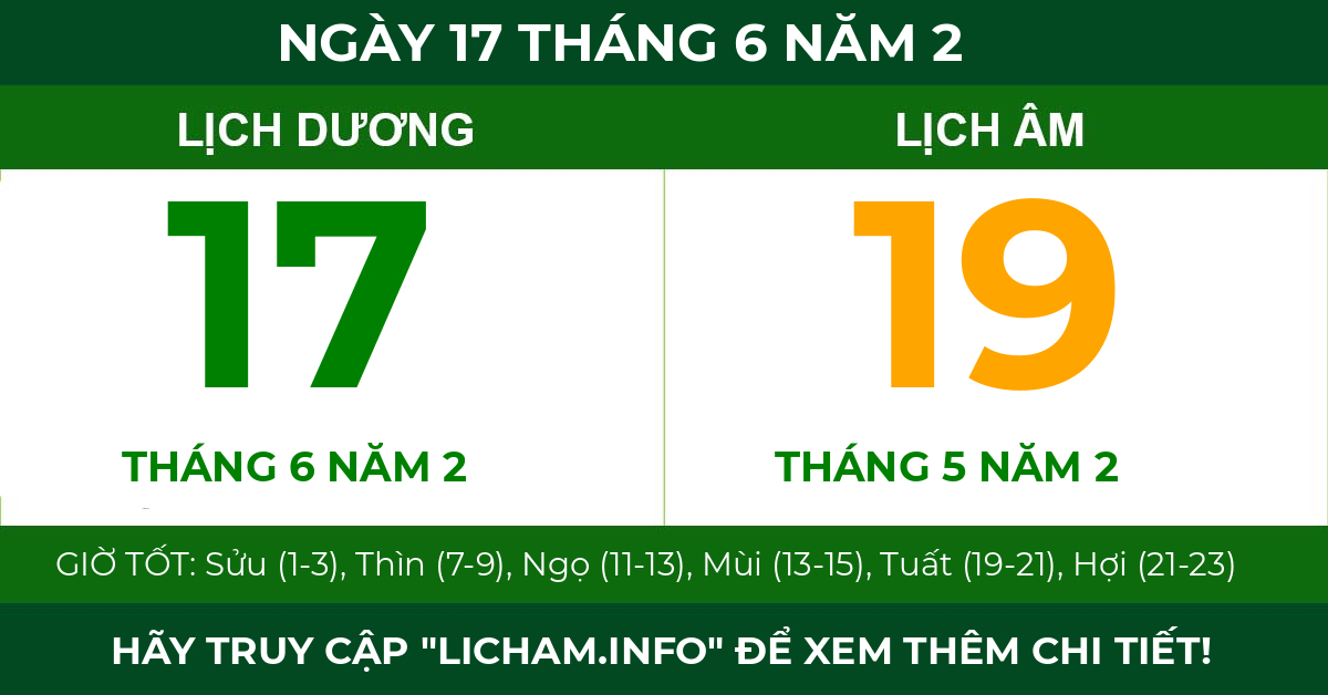 lịch âm ngày 17 tháng 6 năm 2