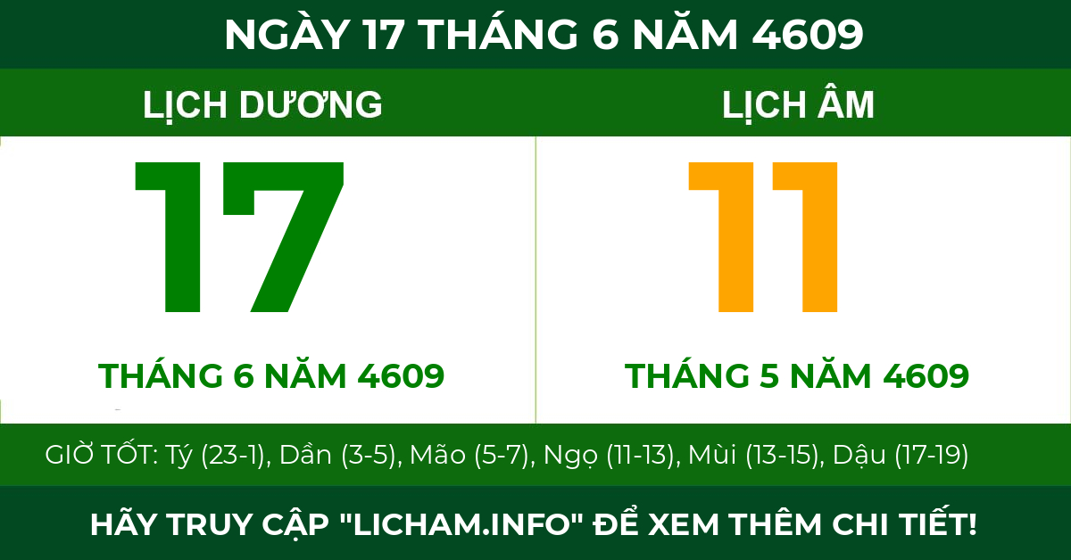 lịch âm ngày 17 tháng 6 năm 4609