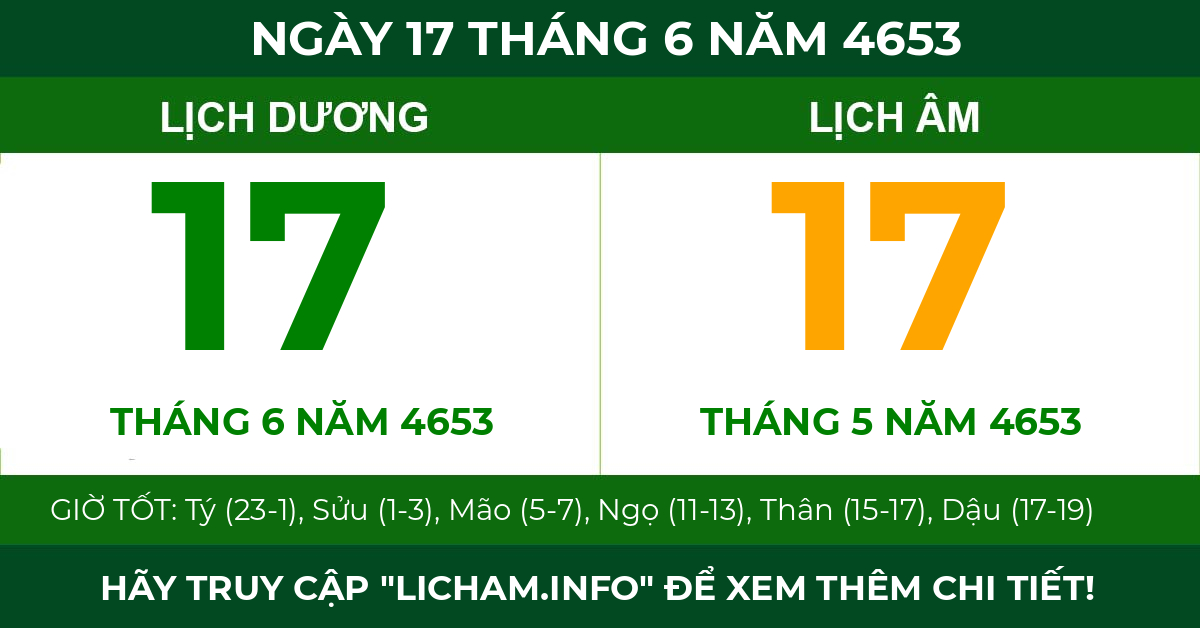 lịch âm ngày 17 tháng 6 năm 4653