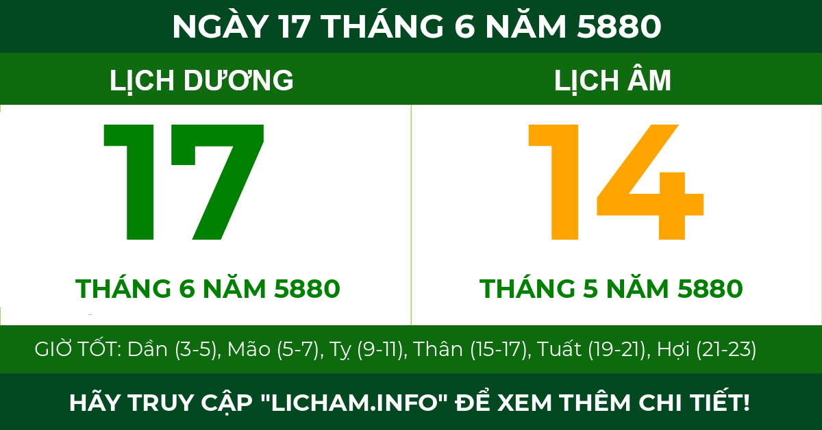 lịch âm ngày 17 tháng 6 năm 5880