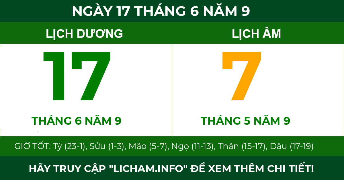 lịch âm ngày 17 tháng 6 năm 9