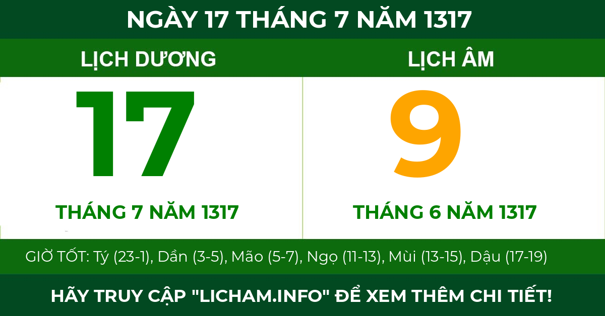 lịch âm ngày 17 tháng 7 năm 1317