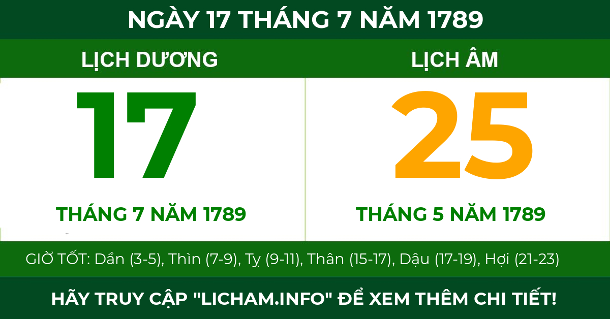 lịch âm ngày 17 tháng 7 năm 1789