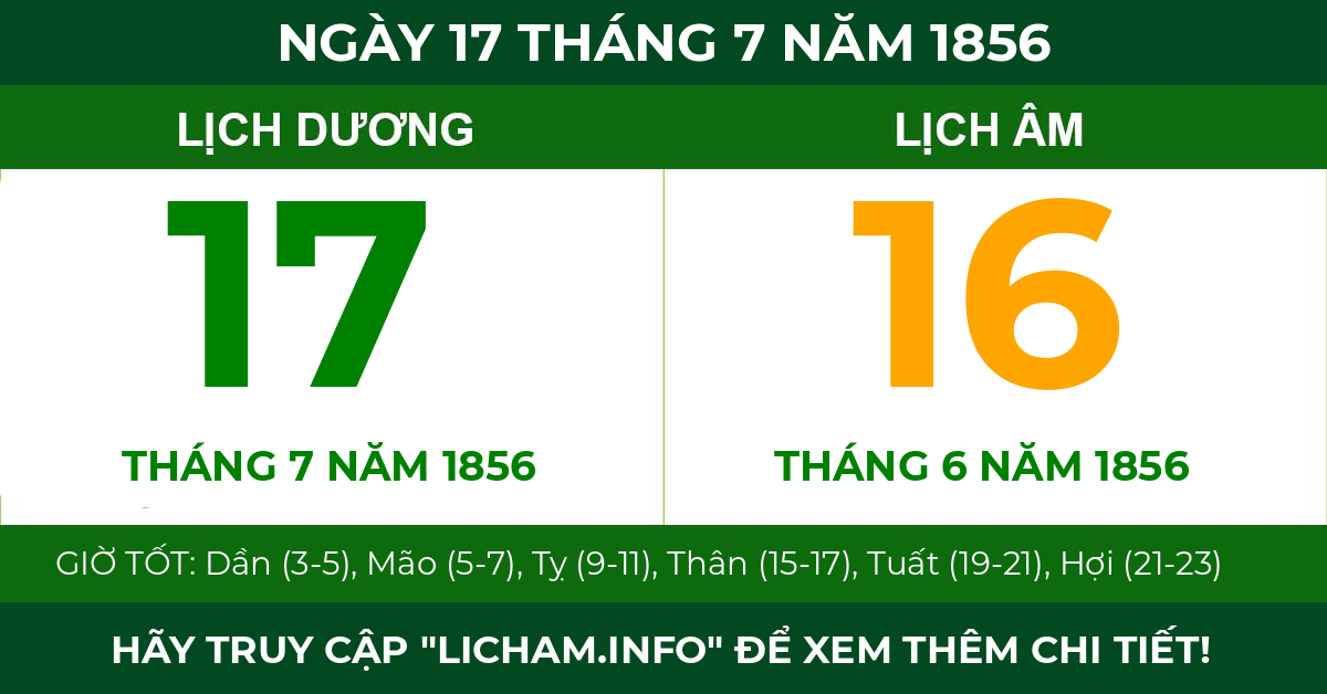 lịch âm ngày 17 tháng 7 năm 1856