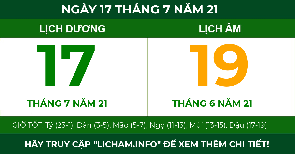 lịch âm ngày 17 tháng 7 năm 21