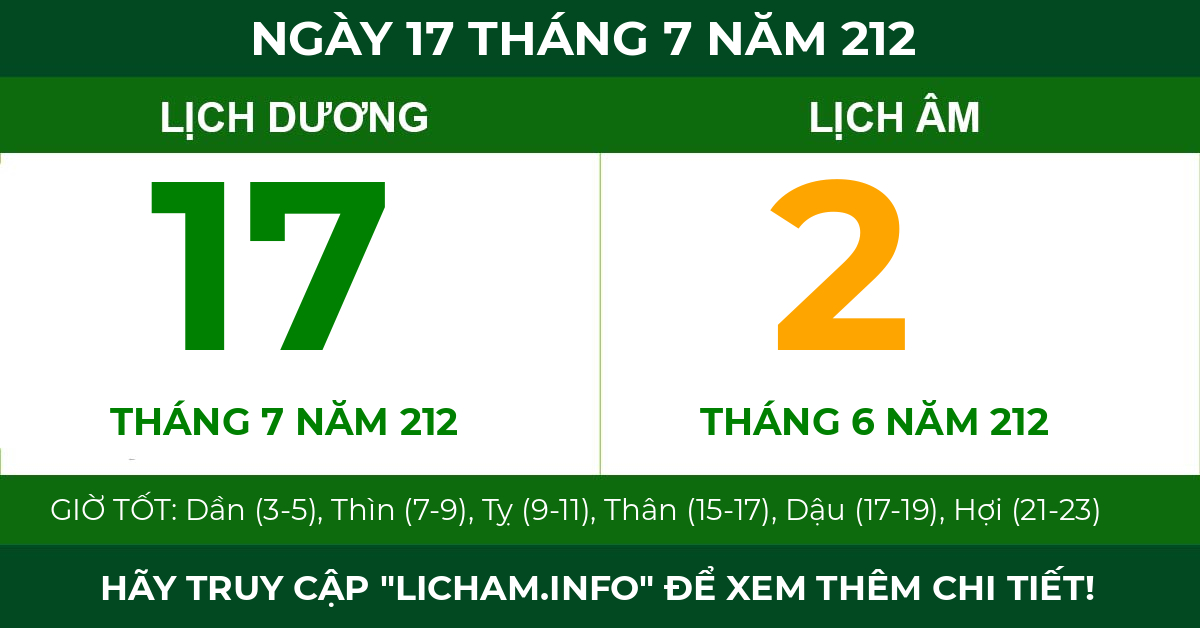 lịch âm ngày 17 tháng 7 năm 212