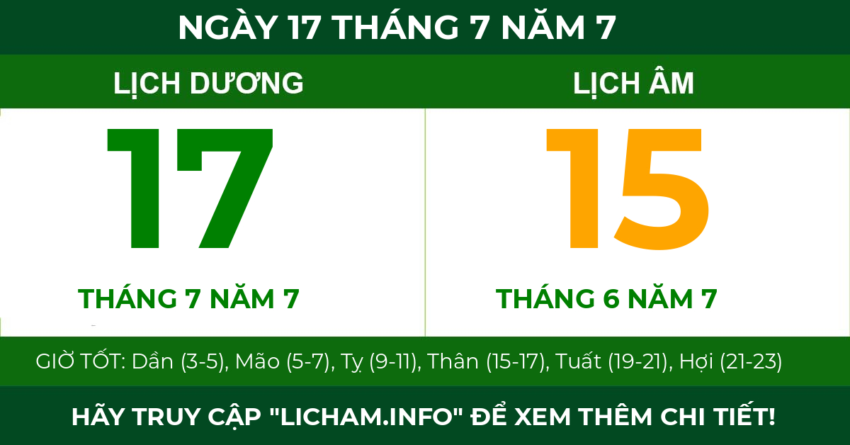 lịch âm ngày 17 tháng 7 năm 7