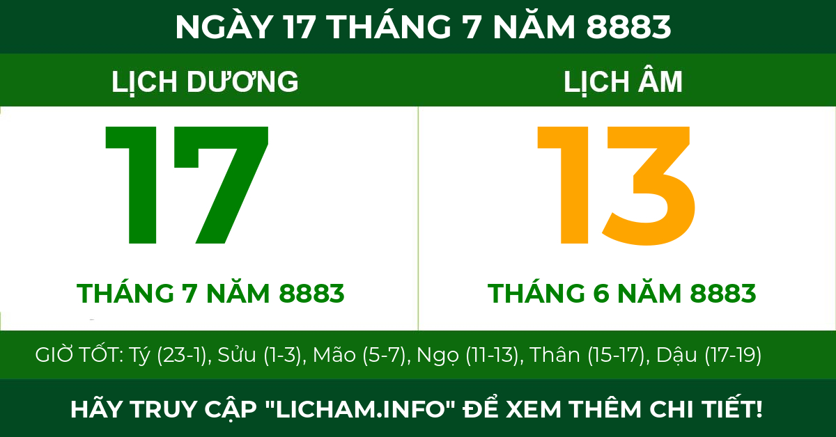 lịch âm ngày 17 tháng 7 năm 8883