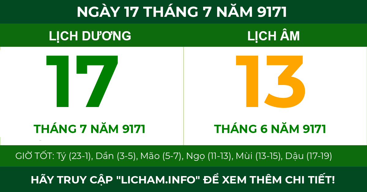 lịch âm ngày 17 tháng 7 năm 9171