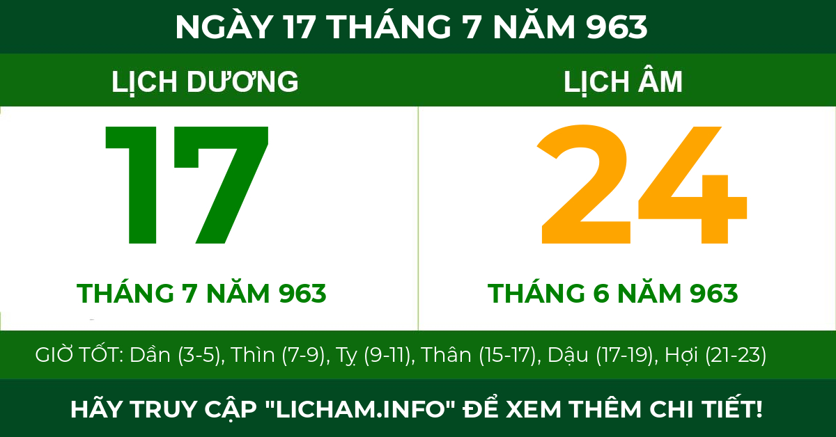 lịch âm ngày 17 tháng 7 năm 963