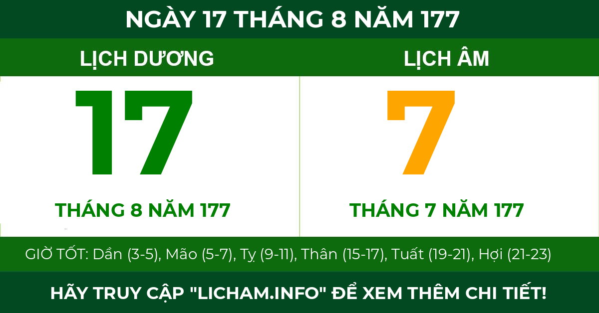 lịch âm ngày 17 tháng 8 năm 177