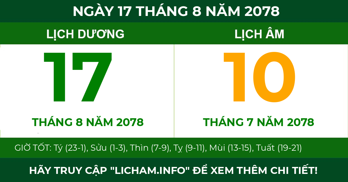 lịch âm ngày 17 tháng 8 năm 2078