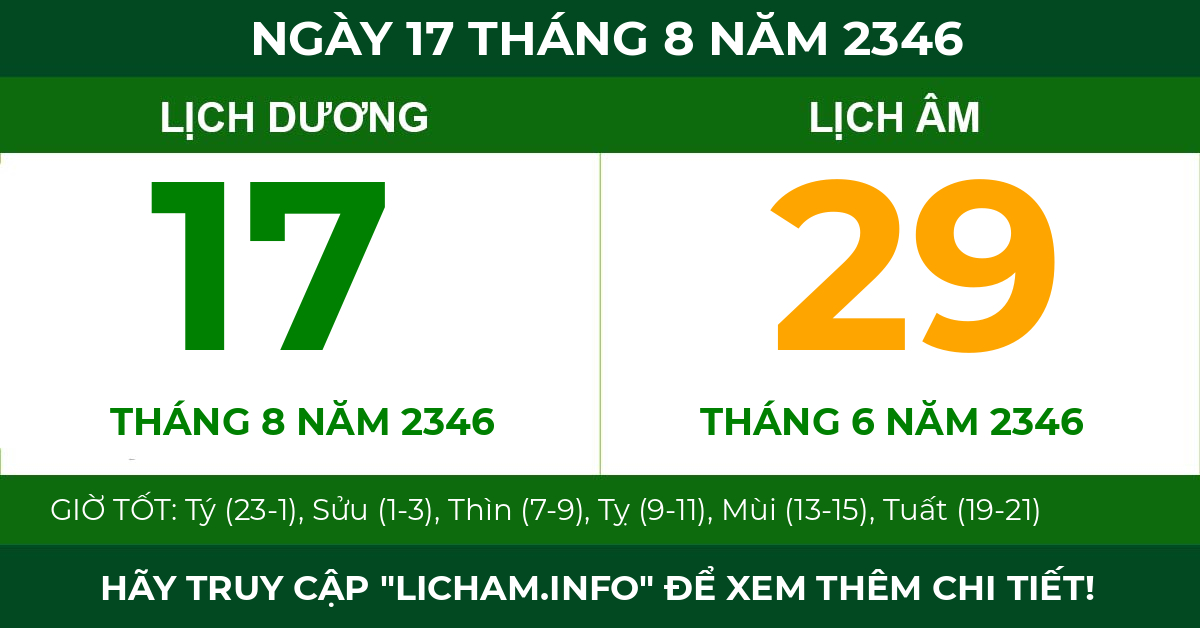 lịch âm ngày 17 tháng 8 năm 2346