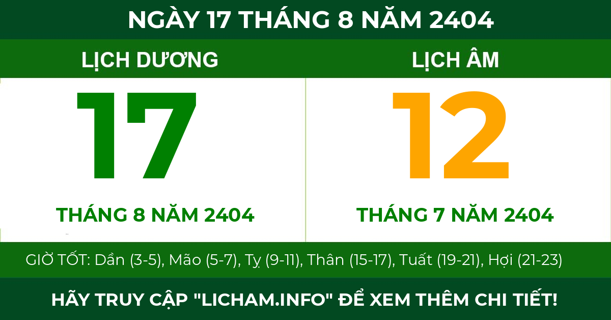 lịch âm ngày 17 tháng 8 năm 2404