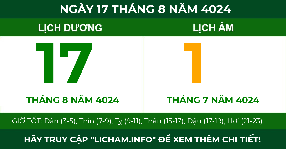 lịch âm ngày 17 tháng 8 năm 4024