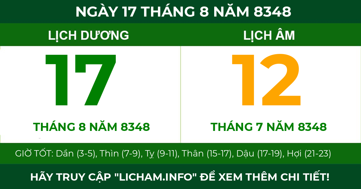 lịch âm ngày 17 tháng 8 năm 8348