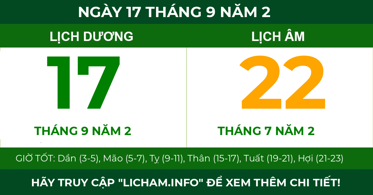 lịch âm ngày 17 tháng 9 năm 2