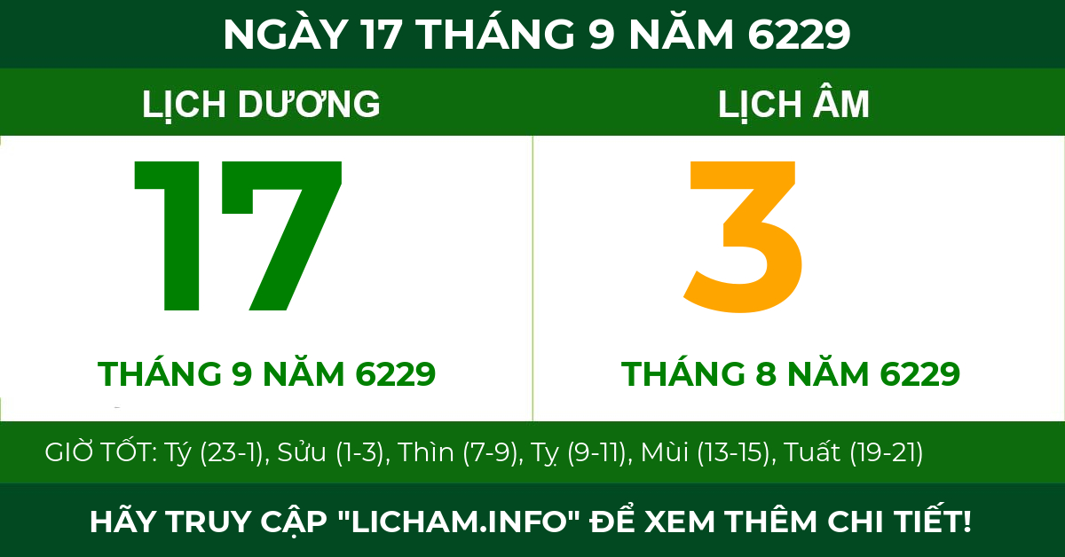 lịch âm ngày 17 tháng 9 năm 6229