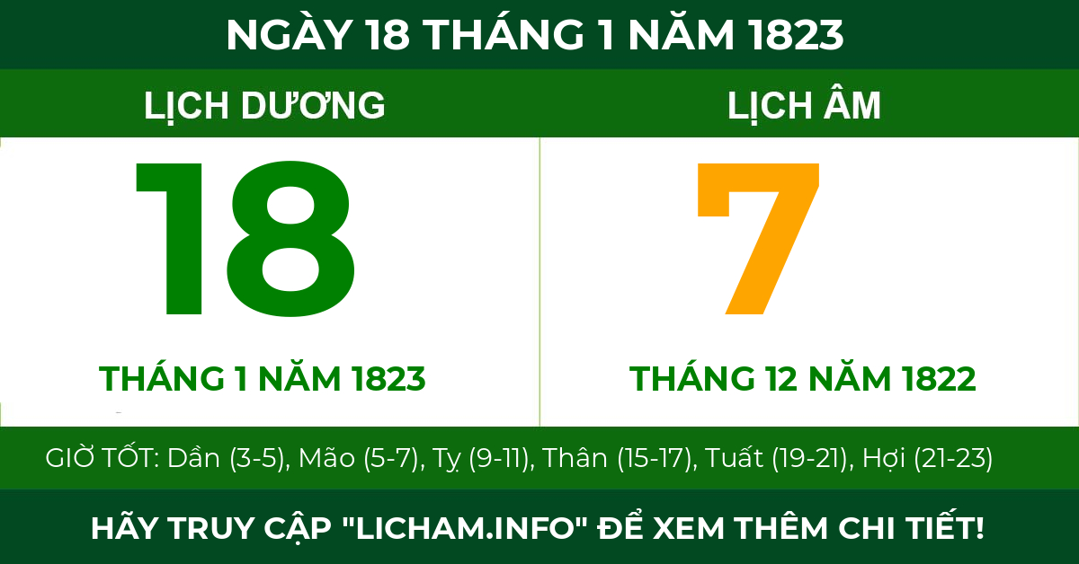 lịch âm ngày 18 tháng 1 năm 1823